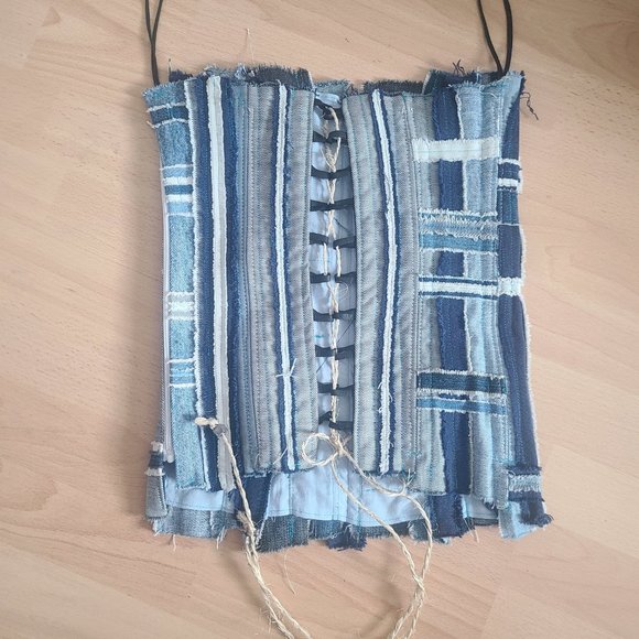 Unique one of a kind Upcycled denim corsets - Picture 4 of 4